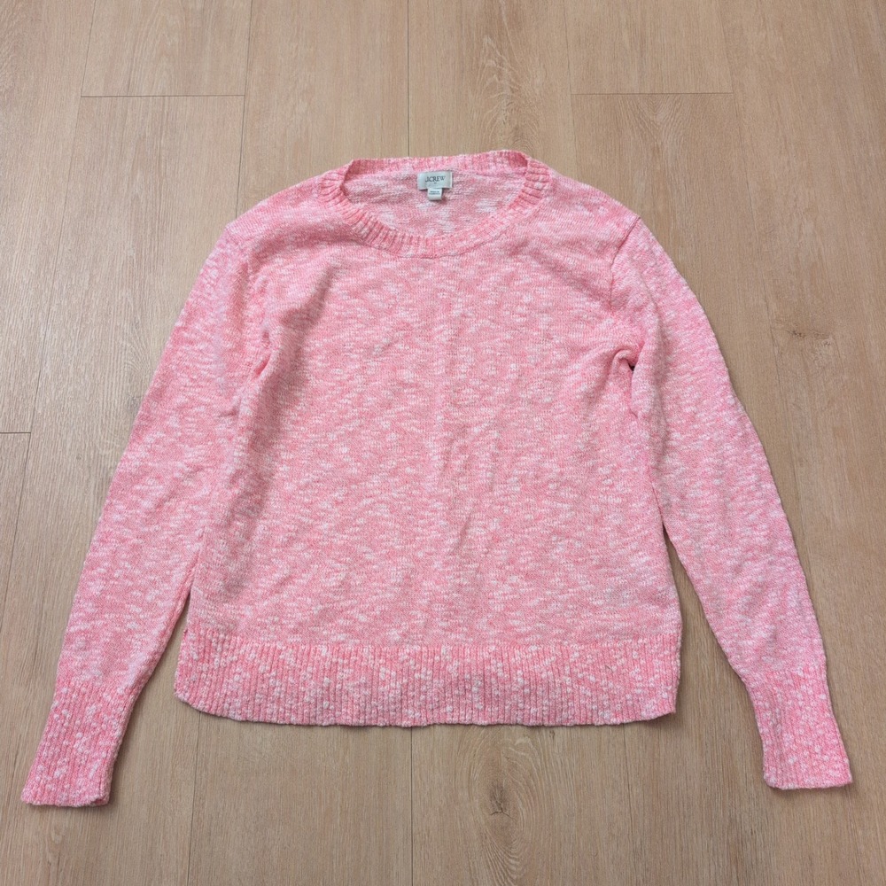 J.Crew Womens Marled Knit Crewneck Sweater Pink White Space Dye XXS
